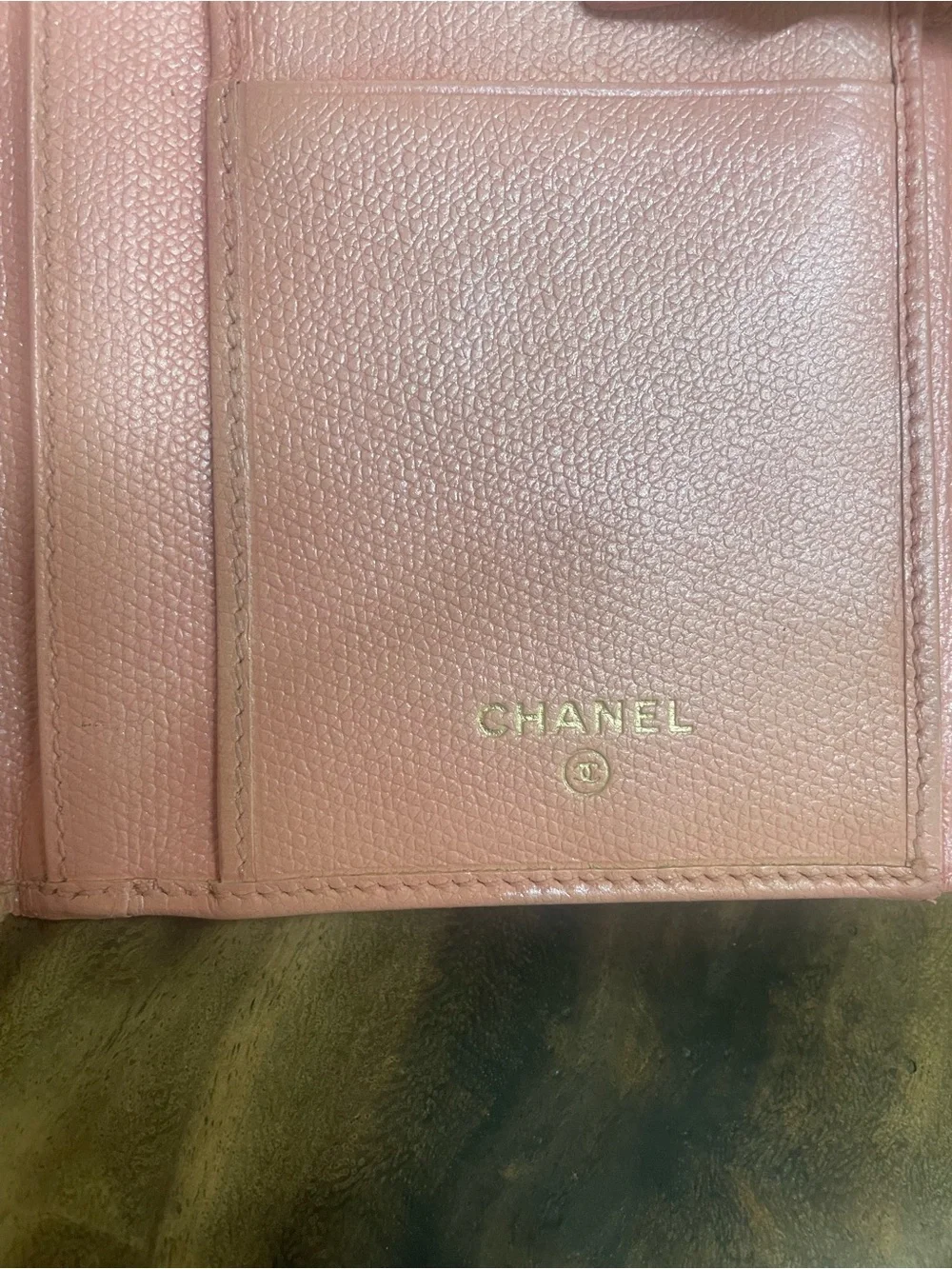 Chanel continental iridescent pink gold long wallet.